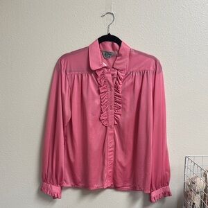 Vintage Pink Ruffled Blouse